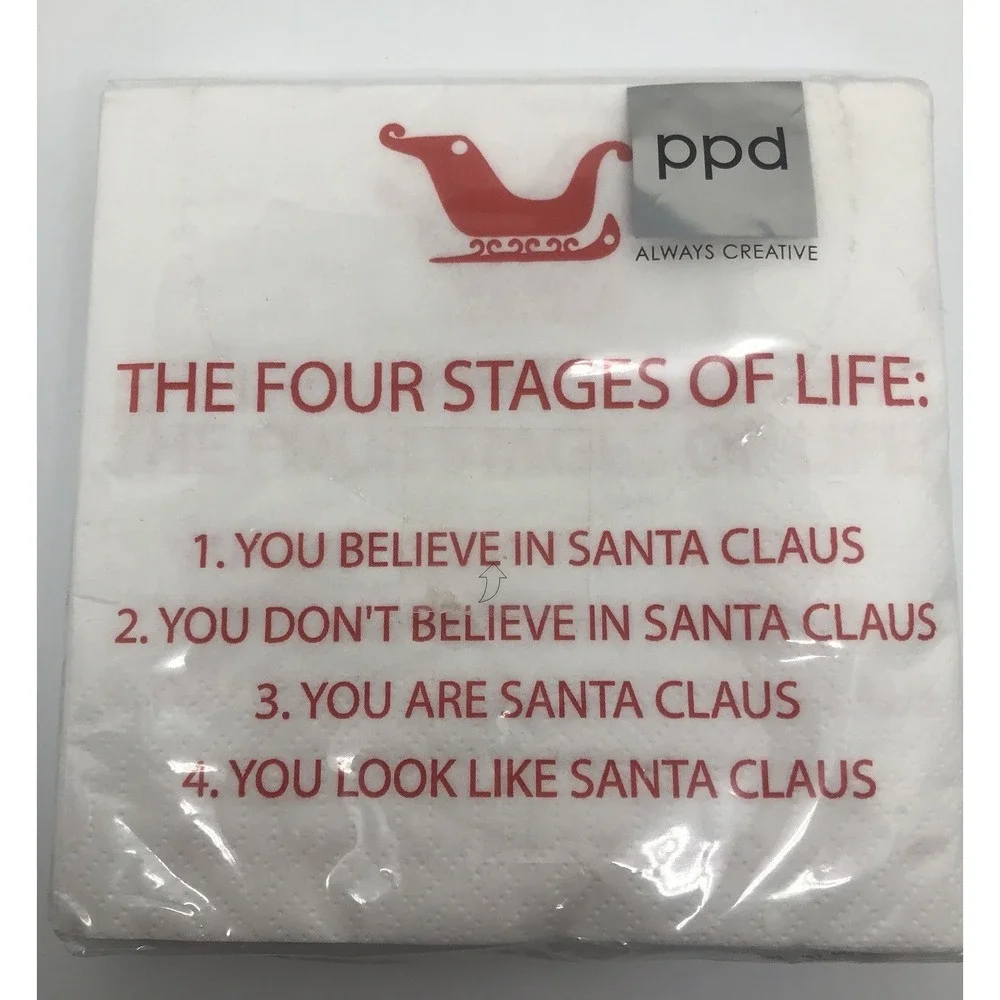 Funny Hostess Gift‎ Christmas Napkins The 4 Stages Of Life, 20 Paper Napkins PPD